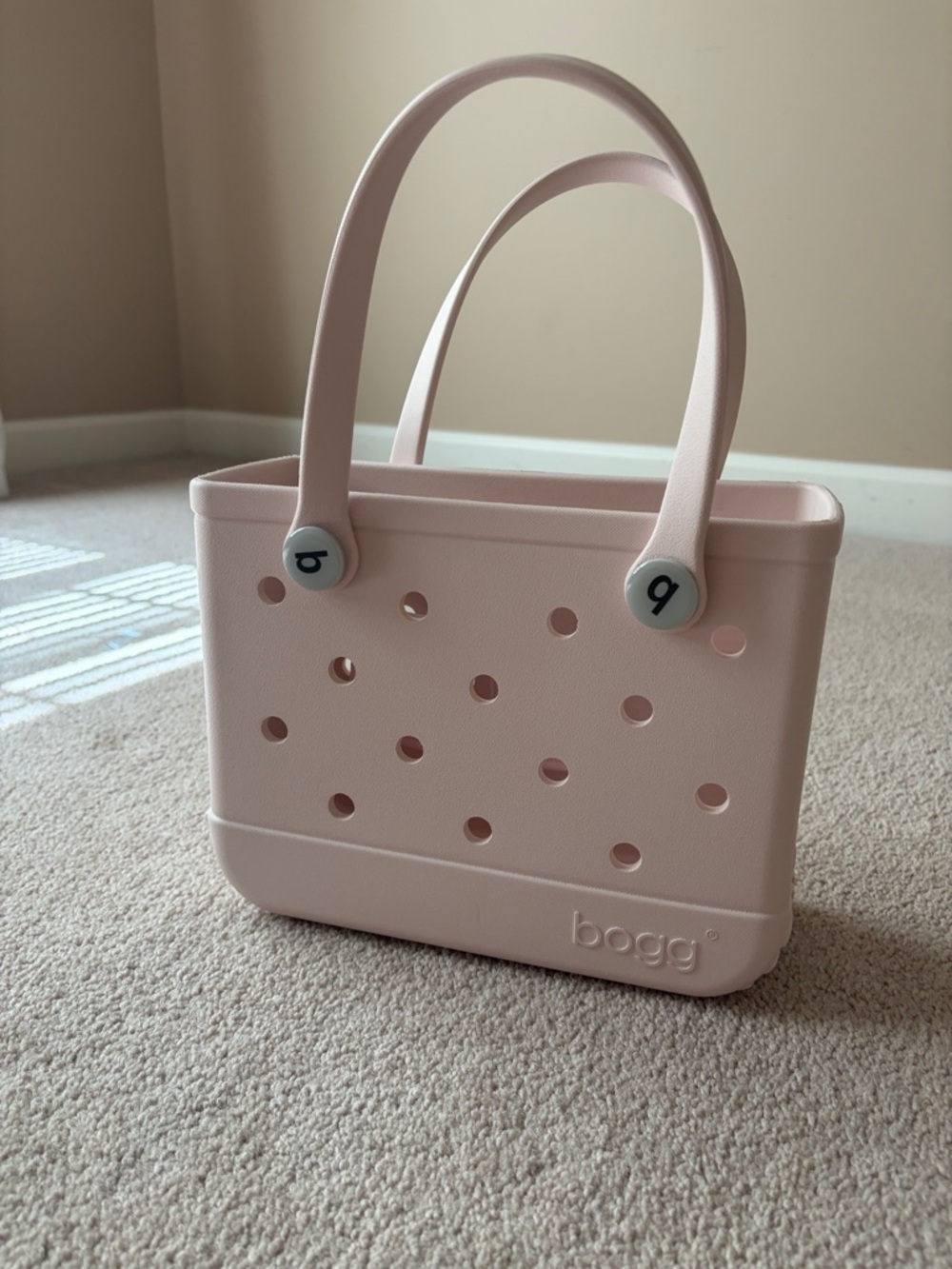 BITTY BOGG BAG Pale Pink Perforated Tote with Double Handles